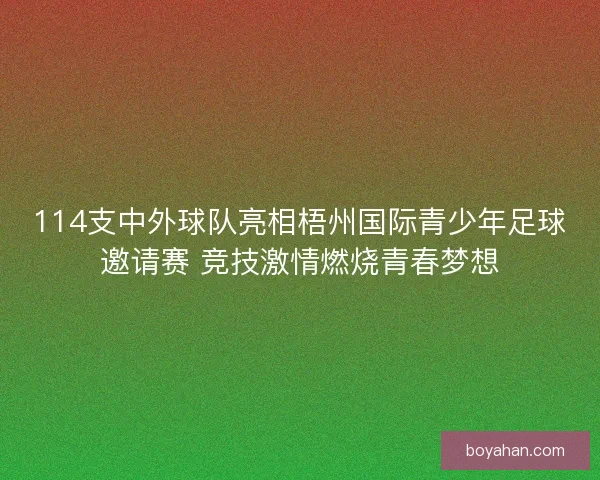 114支中外球队亮相梧州国际青少年足球邀请赛 竞技激情燃烧青春梦想